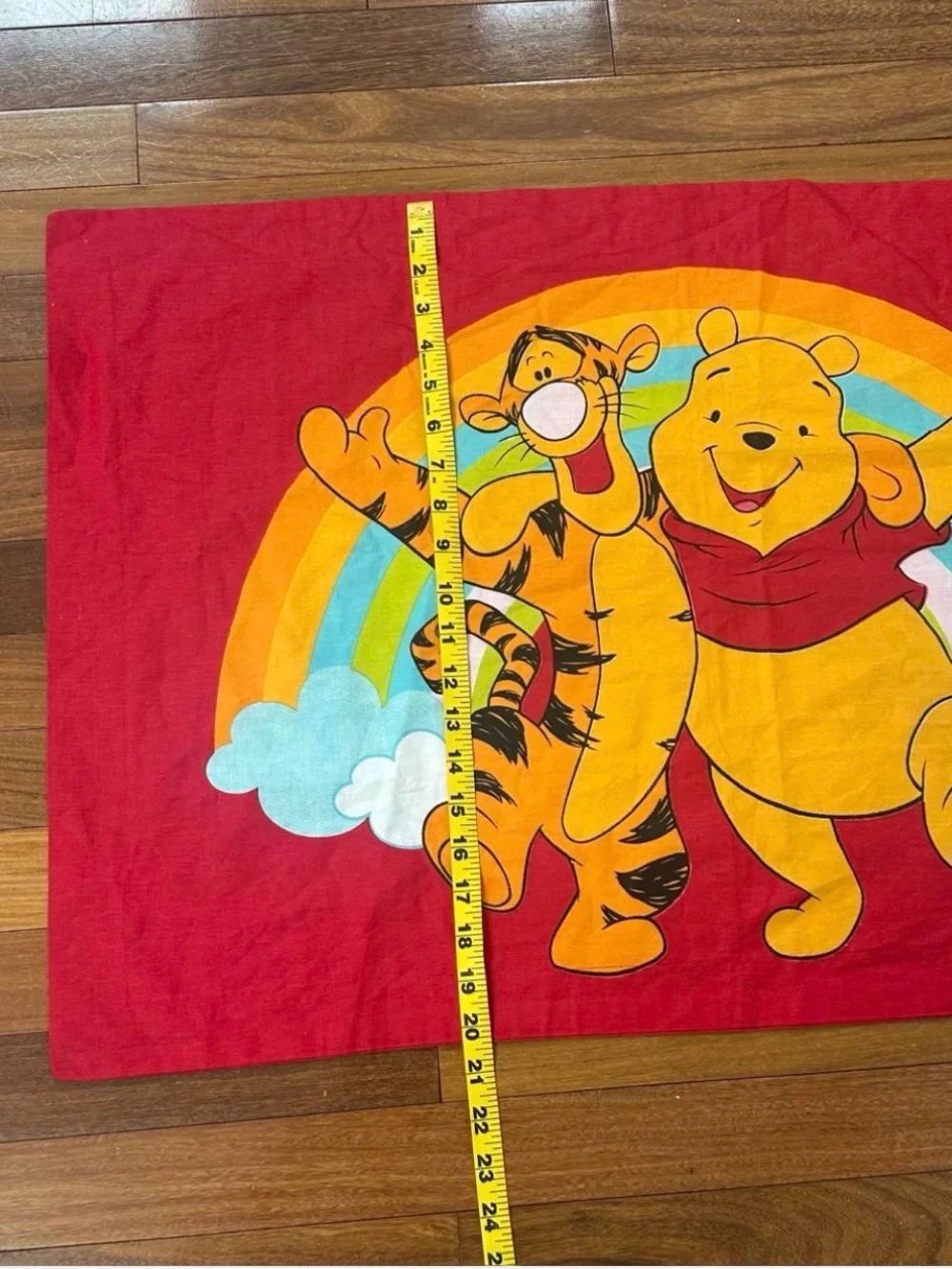 Vintage Y2K Disney Winnie The Pooh and Tigger Pillowcase with Rainbow and Cloud